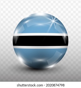 Bandera de bolas de vidrio de Botsuana con fondo transparente (PNG), Ilustración vectorial.
