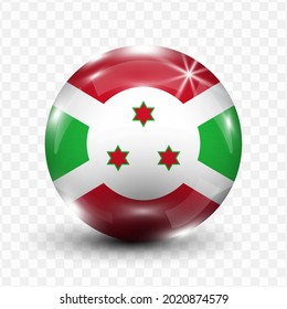 Glass Ball Flag of Burundi with transparent background(PNG), Vector Illustration.