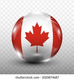 Glass Ball Flag of Canada with transparent background(PNG), Vector Illustration.