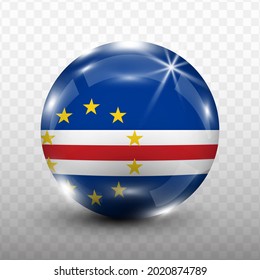 Glass Ball Flag of Cape Verde with transparent background(PNG), Vector Illustration.