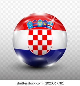 Glass Ball Flag of Croatia with transparent background(PNG), Vector Illustration.