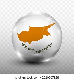 Glass Ball Flag of Cyprus with transparent background(PNG), Vector Illustration.