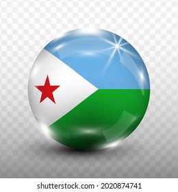 Glass Ball Flag of Djibouti with transparent background(PNG), Vector Illustration. svg