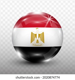 Glass Ball Flag of Egypt with transparent background(PNG), Vector Illustration.