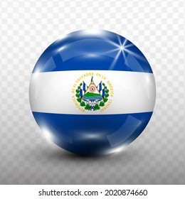 Glass Ball Flag of El Salvador with transparent background(PNG), Vector Illustration.