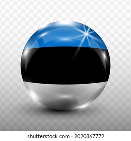 Glass Ball Flag of Estonia with transparent background(PNG), Vector Illustration.