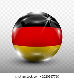 Glass Ball Flag of German with transparent background(PNG), Vector Illustration.