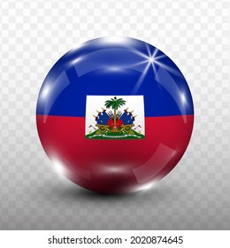 Glass Ball Flag of Haiti with transparent background(PNG), Vector Illustration.