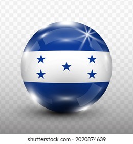 Glass Ball Flag of Honduras with transparent background(PNG), Vector Illustration.