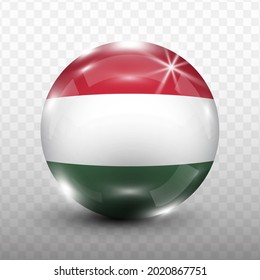 Glass Ball Flag of Hungary with checkered background, Vector Illustration.