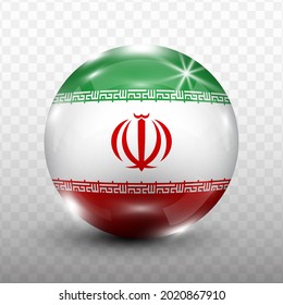 Glass Ball Flag Of Iran With Transparent Background(PNG), Vector Illustration.