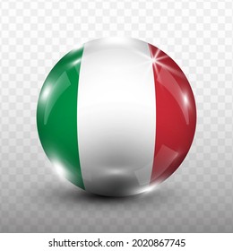 Glass Ball Flag of Italy with transparent background(PNG), Vector Illustration.