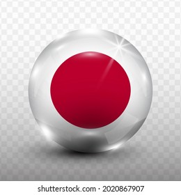 Glass Ball Flag of Japan with transparent background(PNG), Vector Illustration.