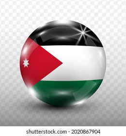 Glass Ball Flag of Jordan with transparent background(PNG), Vector Illustration.