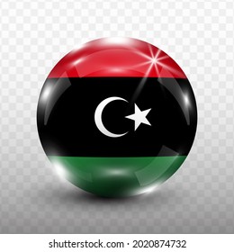 Glass Ball Flag of Libya with transparent background(PNG), Vector Illustration.