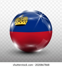 Glass Ball Flag of Liechtenstein with transparent background(PNG), Vector Illustration.