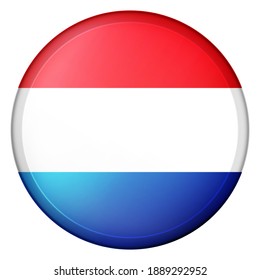 Glass ball with flag of Luxembourg. Round sphere, template icon. Luxembourgish national symbol. Glossy realistic ball, 3D abstract vector illustration highlighted on a white background. Big bubble.