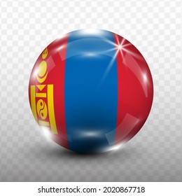 Glass Ball Flag of Mongolia with transparent background(PNG), Vector Illustration.