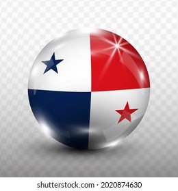 Glass Ball Flag of Panama with transparent background(PNG), Vector Illustration.