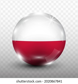 Glass Ball Flag of Poland with transparent background(PNG), Vector Illustration.