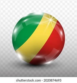 Bandera de globo de vidrio de la República del Congo con fondo transparente (PNG), Ilustración vectorial.