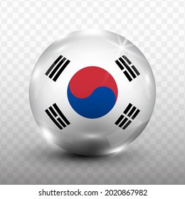 Glass Ball Flag of South Korea with transparent background(PNG), Vector Illustration.