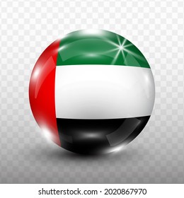 Glass Ball Flag of United Arab Emirates with transparent background(PNG), Vector Illustration.