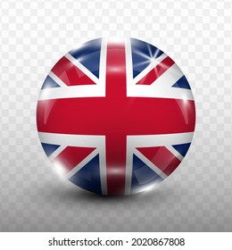 Glass Ball Flag of United Kingdom with transparent background(PNG), Vector Illustration.