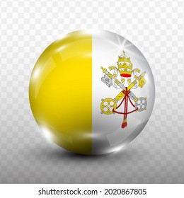 Glass Ball Flag of Vatican with transparent background(PNG), Vector Illustration.