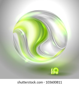 Glass ball with green swirl