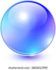 Glass ball with iridescence colors, 3d opalescent sphere icon, vector illustration.