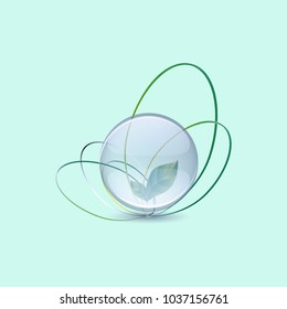 glass ball with leaves