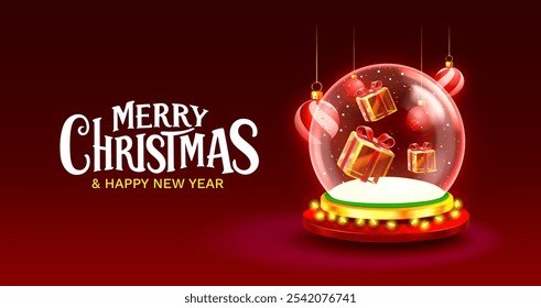 Glass ball merry Christmas. shopping new year banner. Vector illustration