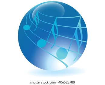 Glass ball with music.Vector