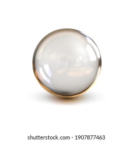 Glass ball on a white background.Round crystal.Isolated sphere for advertising and lettering.Vector illustration .