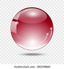Glass ball. Red glass sphere. Vector illustration