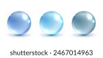Glass ball, shiny and blue glass balls collection on white background. vector round circle.