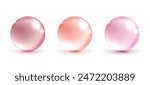 Glass ball, shiny and pink glass balls collection on white background. vector round circle.