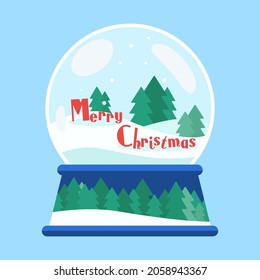 Glass ball with snow Merry Christmas