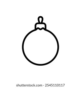 Glass ball vector editable line icon. New Year Christmas tree toy decoration.