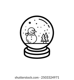 Glaskugel mit Winter, Weihnachtsthema - einfache Vektorgrafik, Symbol