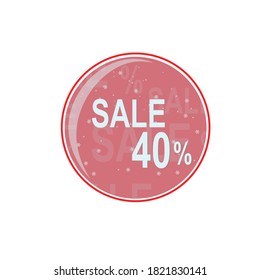 glass ball, winter discount of forty percent. Vector graphics.