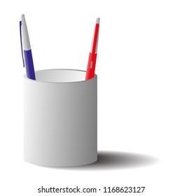 Glass with ballpoint pens, vector