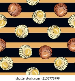 Glass balls seamless pattern. Decorative shapes background. Repeated texture in hand drawn style for fabric, wrapping paper, wallpaper, tissue. Vector illustration.