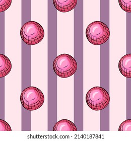 Glass balls seamless pattern. Decorative shapes background. Repeated texture in hand drawn style for fabric, wrapping paper, wallpaper, tissue. Vector illustration.