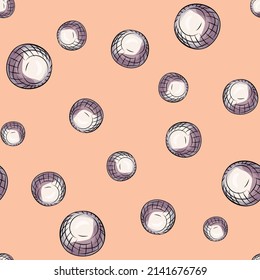 Glass balls seamless pattern. Decorative shapes background. Repeated texture in hand drawn style for fabric, wrapping paper, wallpaper, tissue. Vector illustration.