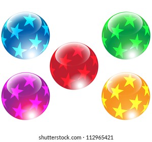 Glass balls with the stars.Vector