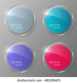 Glass banner set. Glass button.Vector illustration.