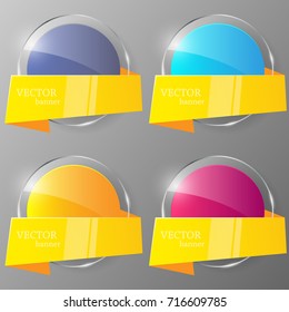 Glass banner set. Design template. Vector illustration.