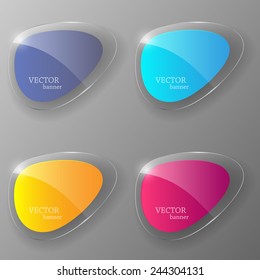 Glass Banner Set. Vector Illustration.